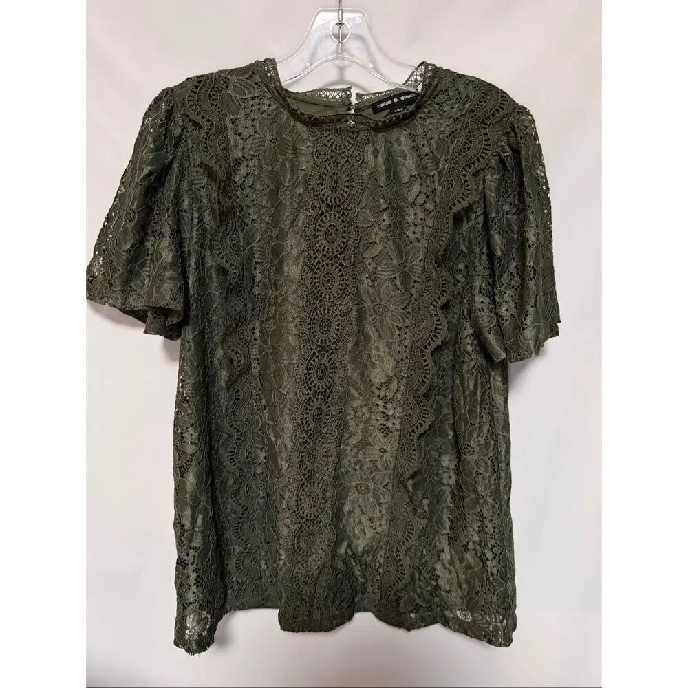 Cable & Gauge lace army green top size large